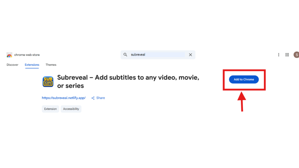 Add Subreveal to Chrome from Chrome Web Store