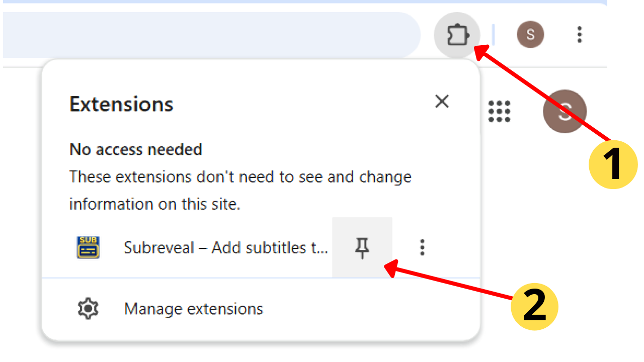 Pin Subreveal to browser toolbar