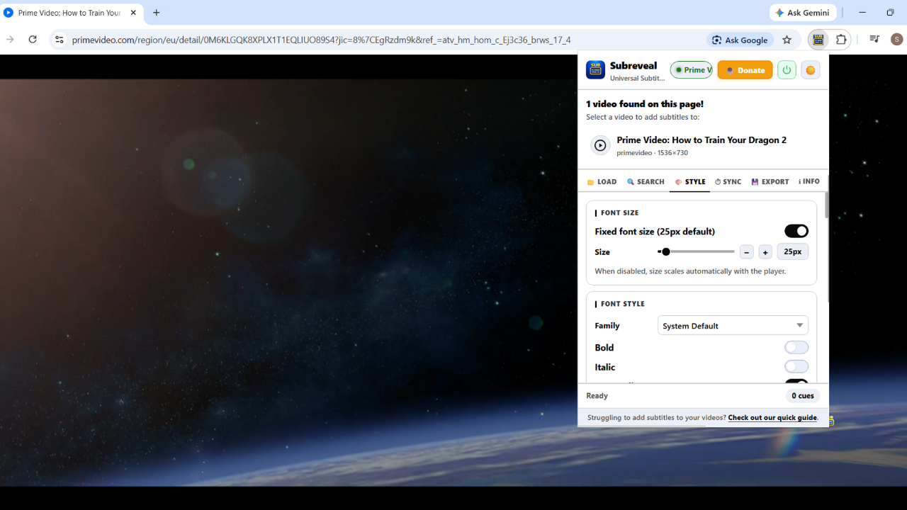 Customize subtitle appearance in Style tab